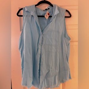 NWT - light blue, button up, sleeveless top